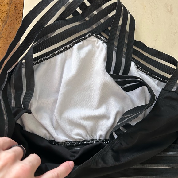 Black Striped One Piece Women's Monokini SwimwearTriangle Bathing Suit XL - Picture 5 of 7